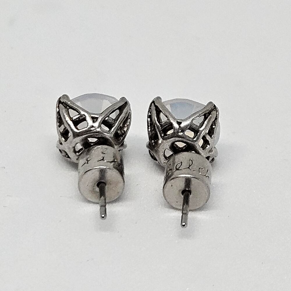 Chloe + Isabel Round Birthstone Stud Earrings E118OPR Shiny Rhodium-Plated - Picture 4 of 7